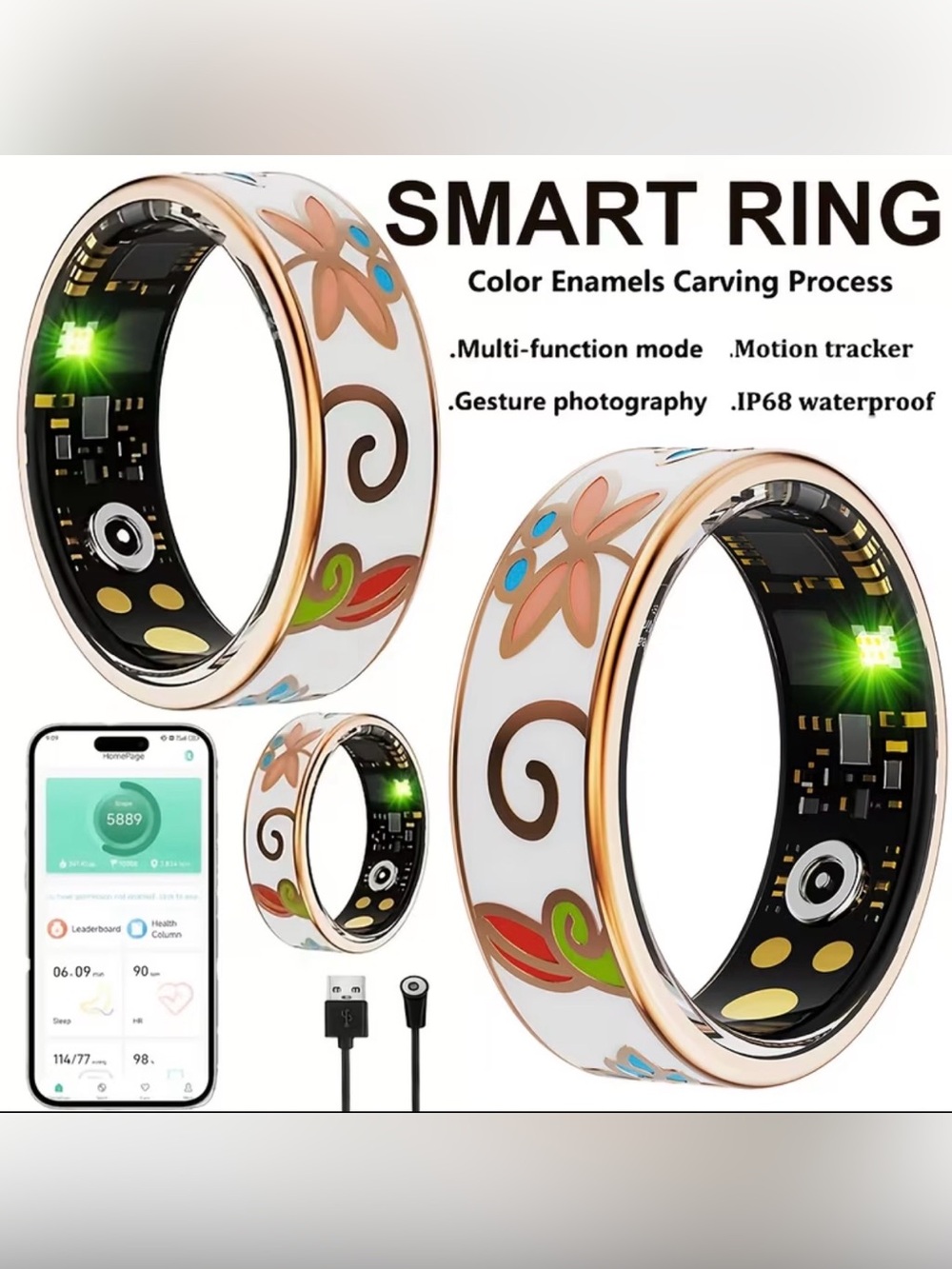 Smart Ring Water Proof Woman’s Fitness Medical Health Remote Camera Wearable